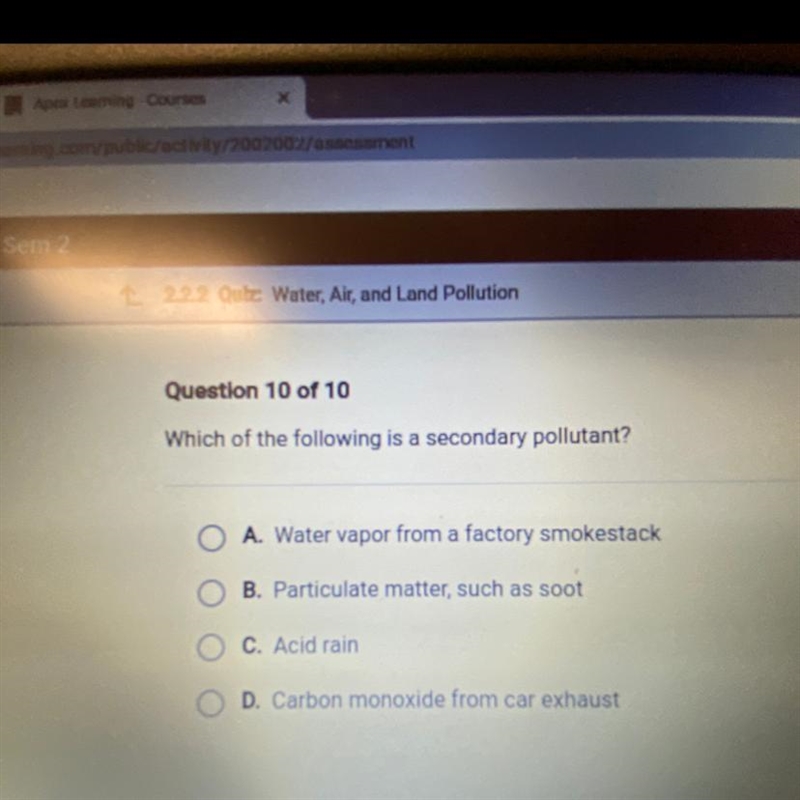 Which of the following is a secondary pollutant?-example-1