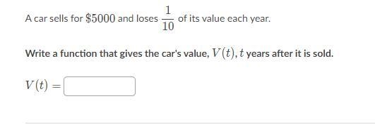 Pls help asap Problem A car sells for \$5000$5000dollar sign, 5000 and loses \dfrac-example-1