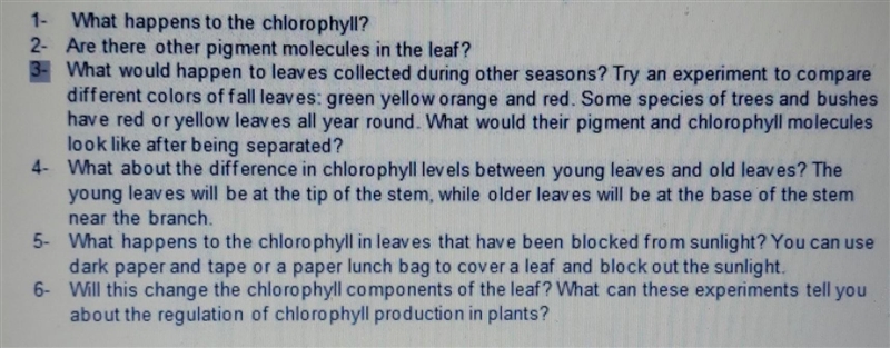 Experiment about chlorophyll extraction plz help . ​-example-1