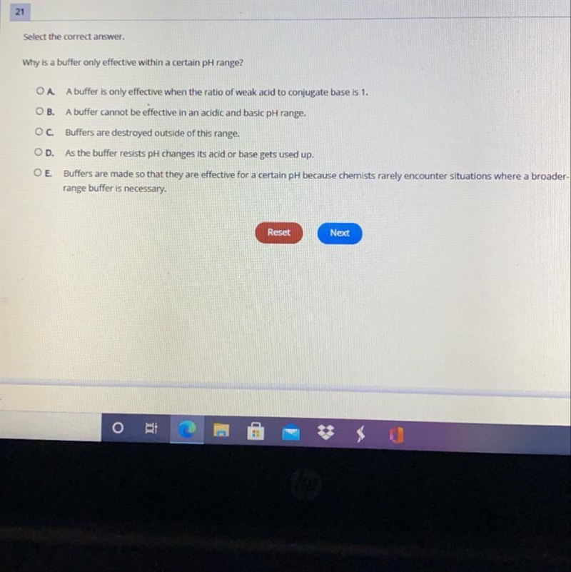 PLEASE HELP! Why is a buffer only effective within a certain pH range?-example-1