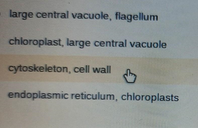 Which pair of structures would provide a positive identification of a plant cell under-example-1