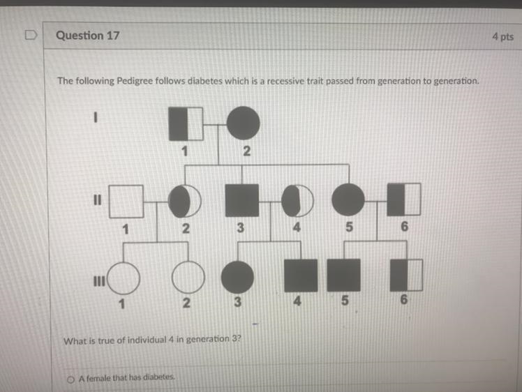 A. A female who has diabetes B. A male who has diabetes C.A male that is a carrier-example-1