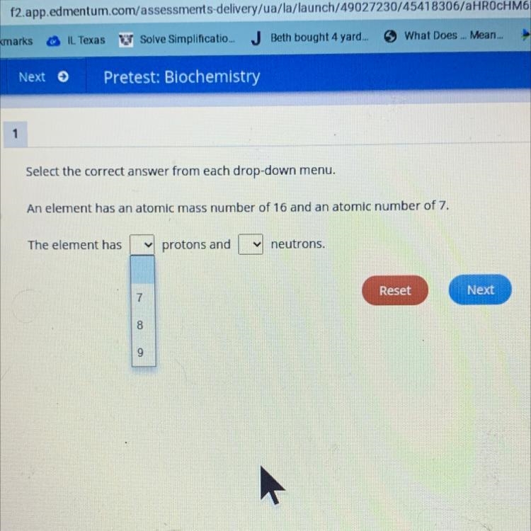 1 Select the correct answer from each drop-down menu. An element has an atomic mass-example-1