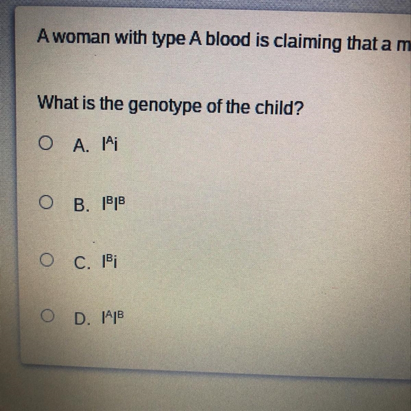 A woman with type A blood is claiming that a man with type AB blood is the father-example-1