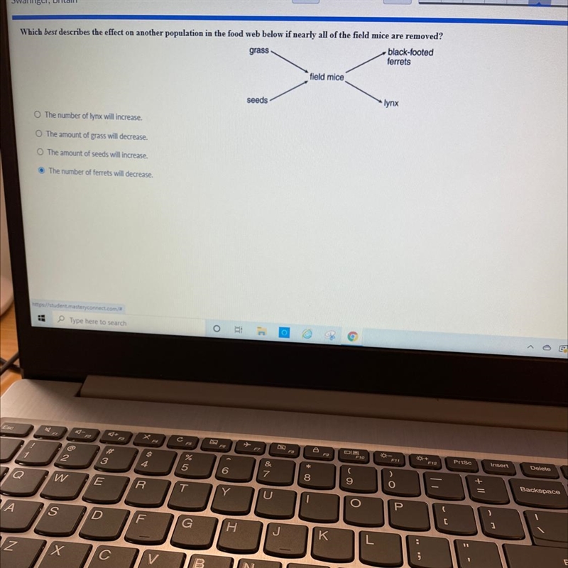 Which best describes the effect on another population in the food web below if nearly-example-1