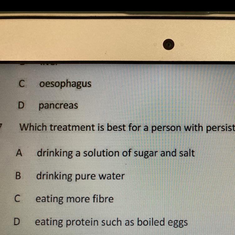 7 Which treatment is best for a person with persistent diarrhoea? A drinking a solution-example-1