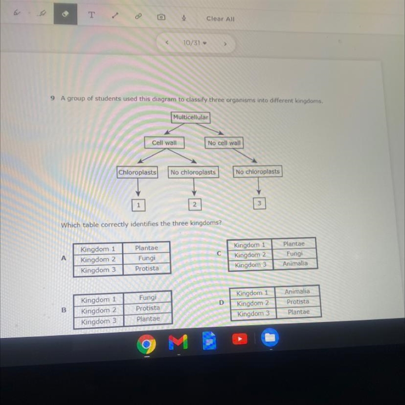 A group of students use the diagram to classify three organisms into different kingdoms-example-1