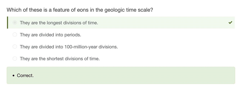 Which of these is a feature of eons in the geologic time scale? (1 point) -They are-example-1