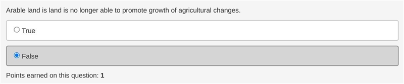 Arable land is land is no longer able to promote growth of agricultural changes. True-example-1