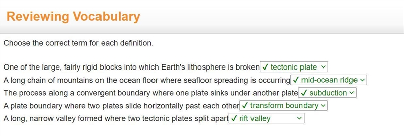 One of the large, fairly rigid blocks into which Earth's lithosphere is broken A long-example-1