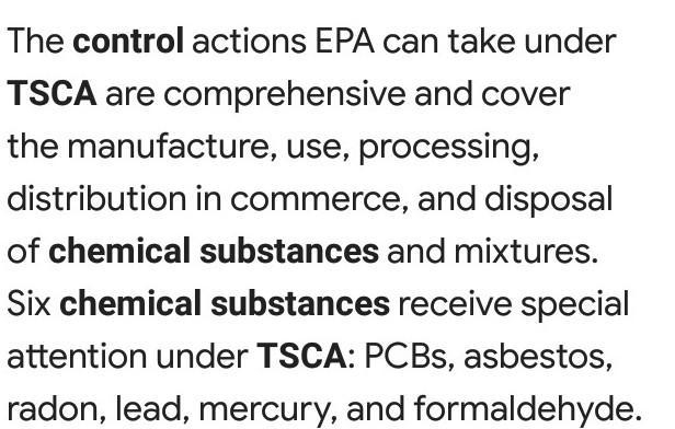 Chemicals and hazardous substances controlled by the Toxic Substances Control Act-example-1