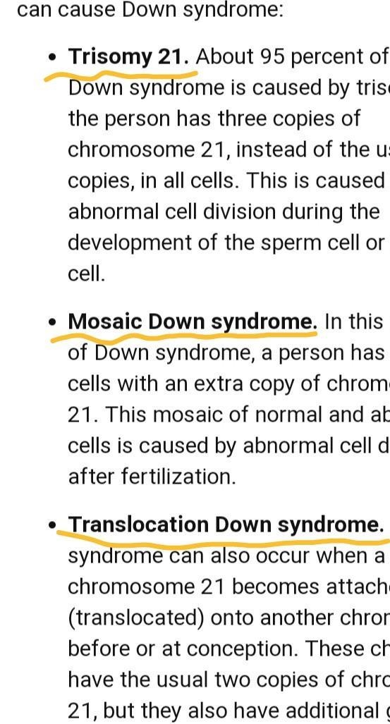 Describe the cause and symptoms of Down syndrome.-example-1