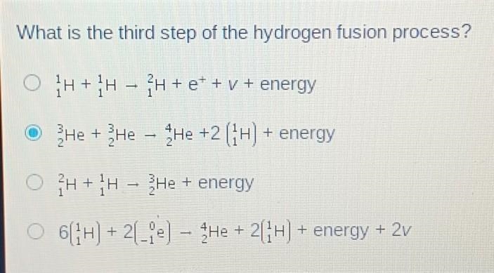 What is the third step of the hydrogen fusion process-example-1