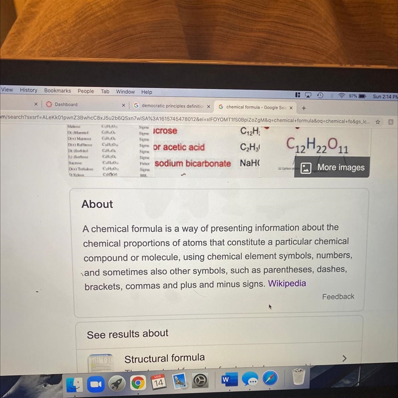 What is a chemical formula? Explain and give an example.-example-1