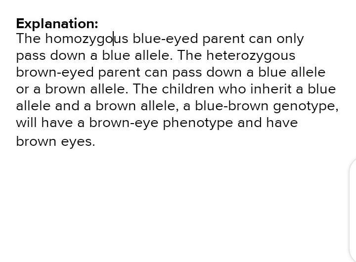 Marcus's genotype for eye color is bb. Olivia has brown eyes, but she is heterozygous-example-1