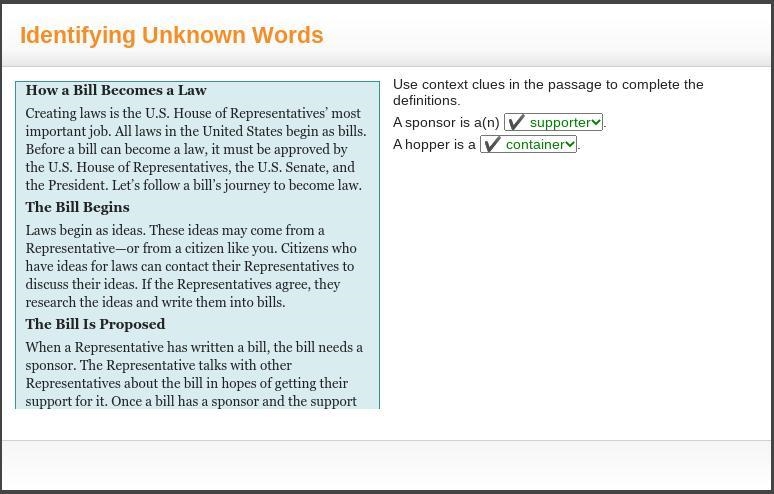 Use context clues in the passage to complete the definitions. A sponsor is a(n) ✔ supporter-example-1