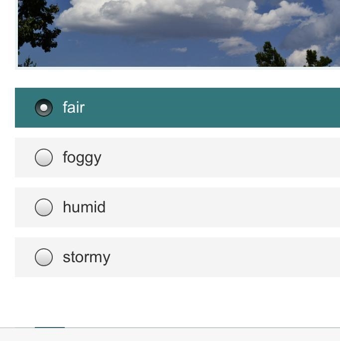 Which type of weather is usually associated with a cumulus cloud? Please help me-example-1