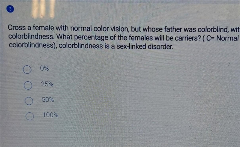 3 Cross a female with normal color vision, but whose father was colorblind, with a-example-1