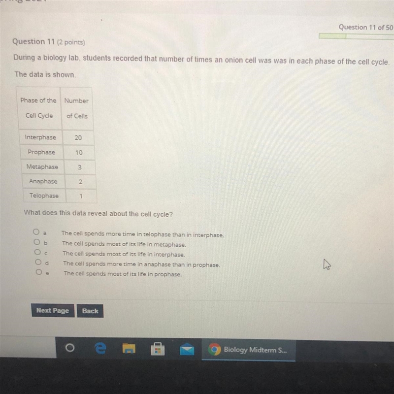 During a biology lab, students recorded that number of times an onion cell was was-example-1