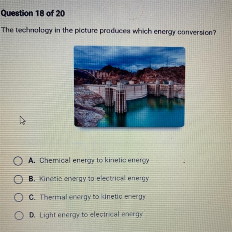 The technology in the picture produces which energy conversion? Quo 27 O A. Chemical-example-1