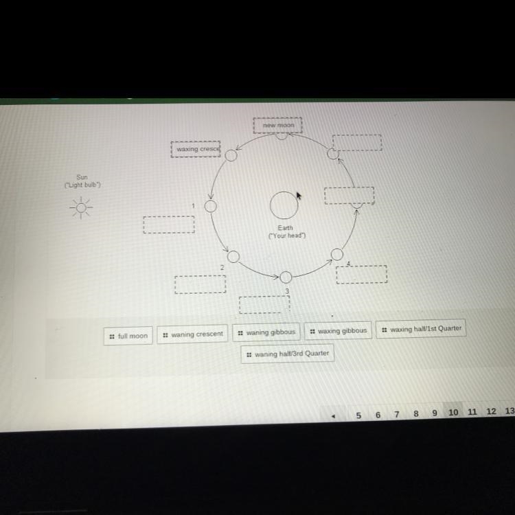 Please Drag the correct moon phase name to its correct location-example-1