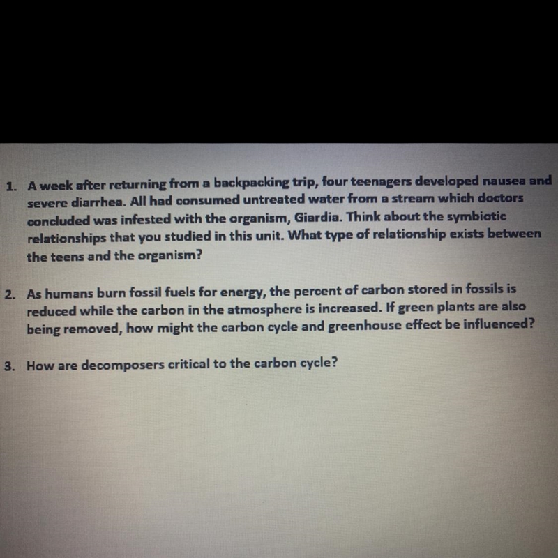 1. A week after returning from a backpacking trip, four teenagers developed nausea-example-1