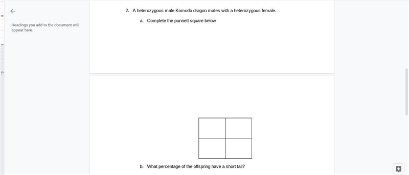 A heterozygous male Komodo dragon mates with a heterozygous female. a. Complete the-example-1