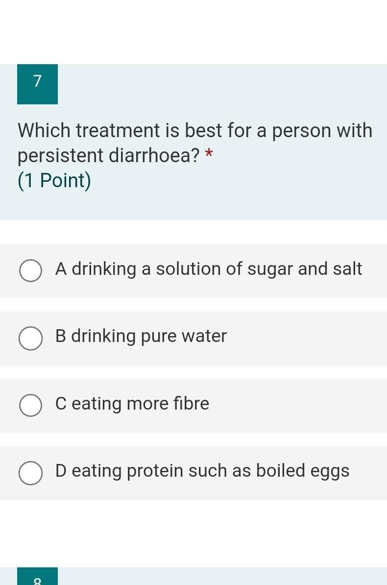 Which treatment is best for a person with persistent diarrhoea? ​-example-1