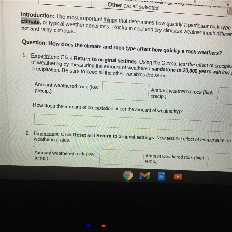 How does the amount of precipitation affect the amount of weathering?-example-1