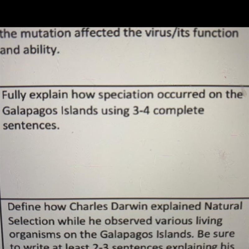 Cion Fully explain how speciation occurred on the Galapagos Islands using 3-4 complete-example-1