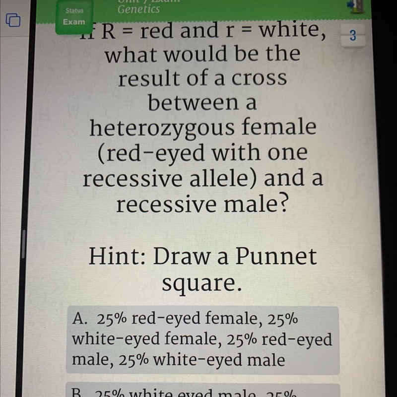 If R = red and r = white, what would be the result of a cross between a heterozygous-example-1