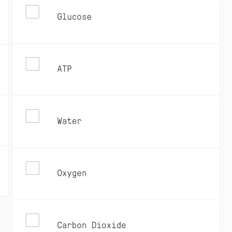 What are the TWO inputs of cellular respiration? SELECT TWO-example-1