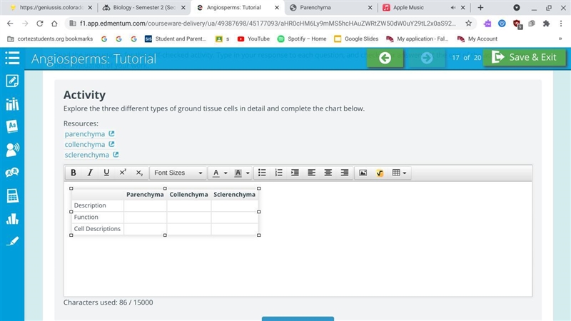 Explore the three different types of ground tissue cells in detail and complete the-example-1