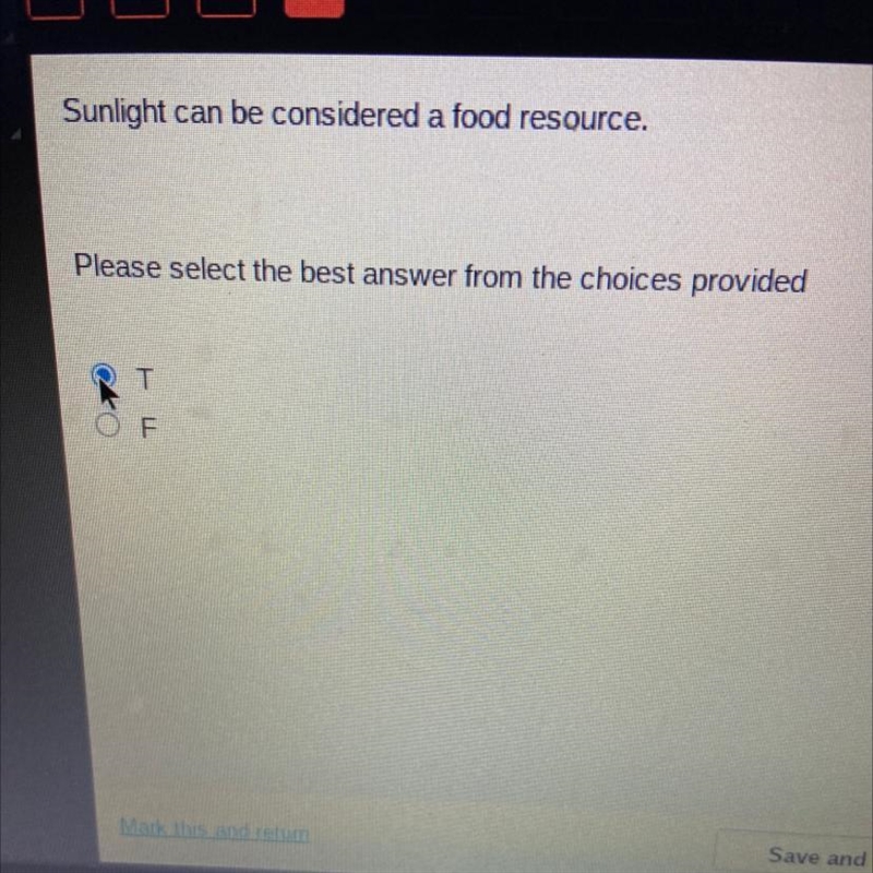 Sunlight can be considered a food resource. Please select the best answer from the-example-1