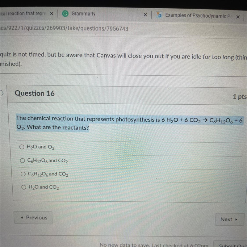 The chemical reaction that represents photosynthesis is 6 H20 + 6 CO2 → C6H12O6 +6 O-example-1