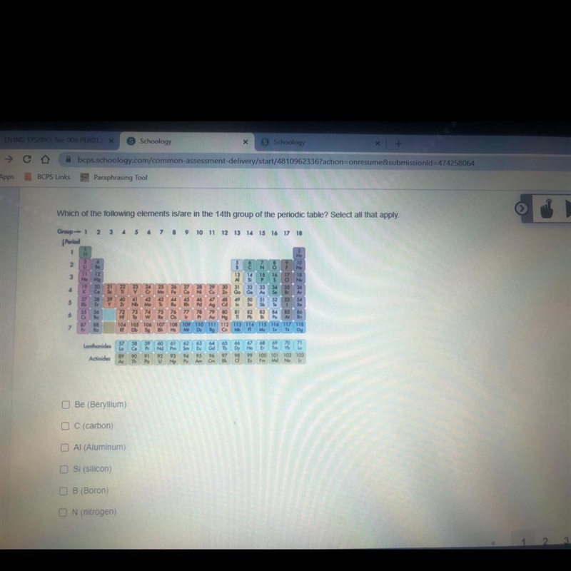 Which of the following elements is/are in the 14th group of the periodic table?-example-1