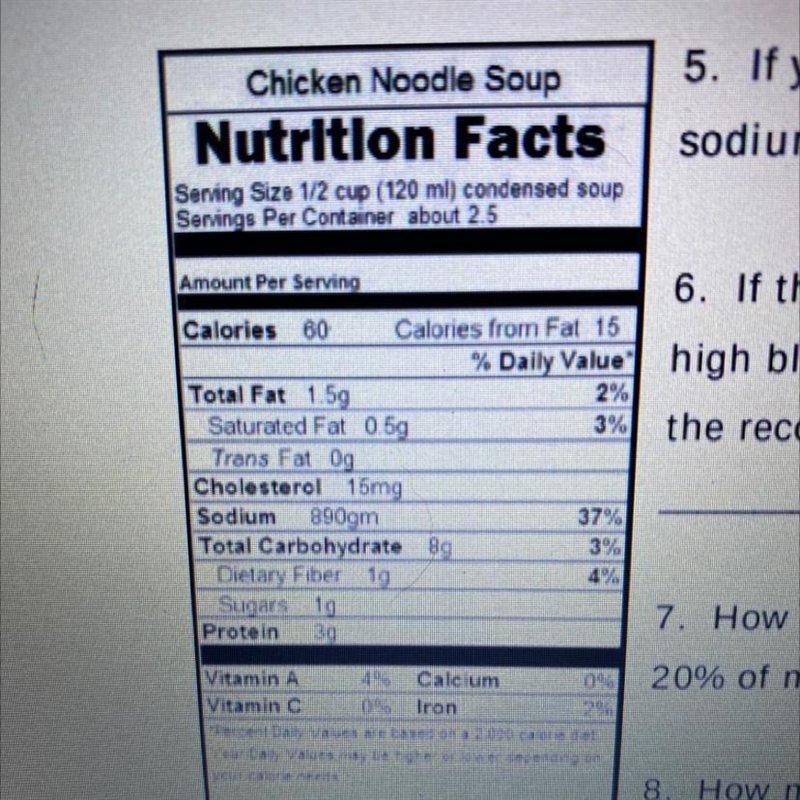 If you were to eat the entire can of soup, how much sodium would you consume?-example-1