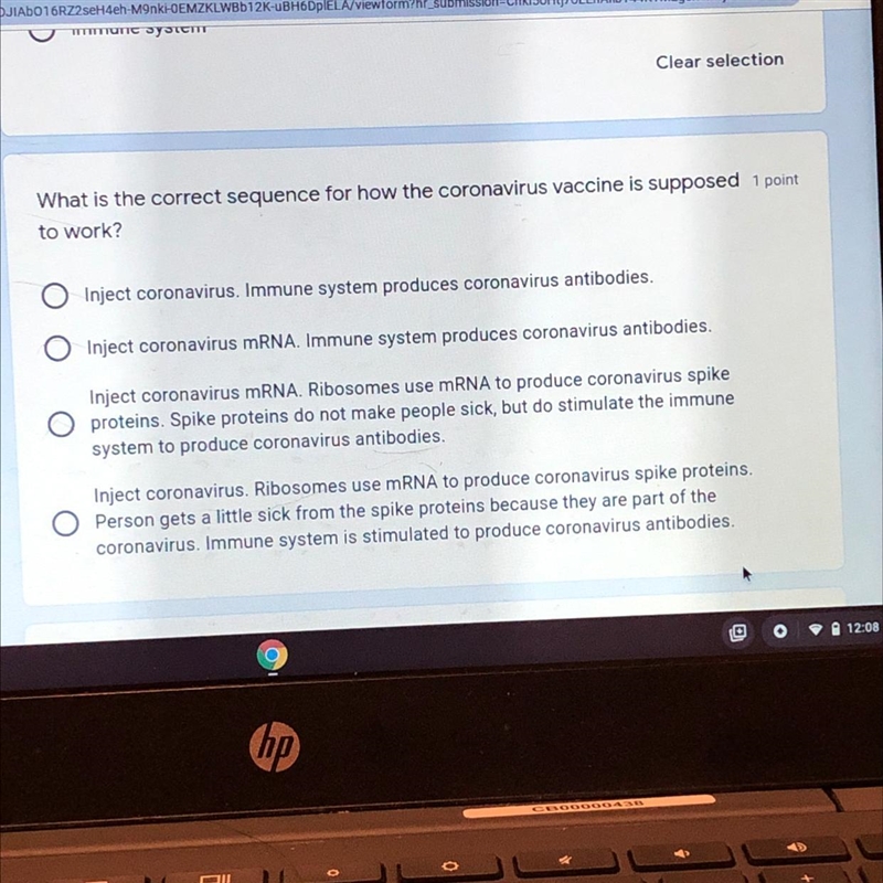 What is the correct sequence for how the coronavirus vaccine is supposed to work?-example-1