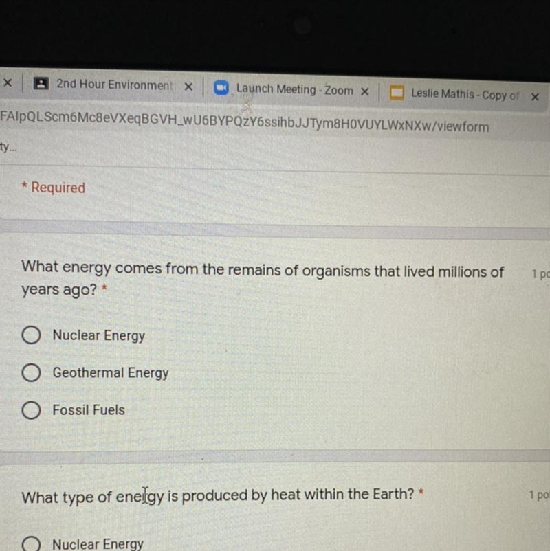 A. nuclear energy b. geothermal energy c. fossil fuels-example-1