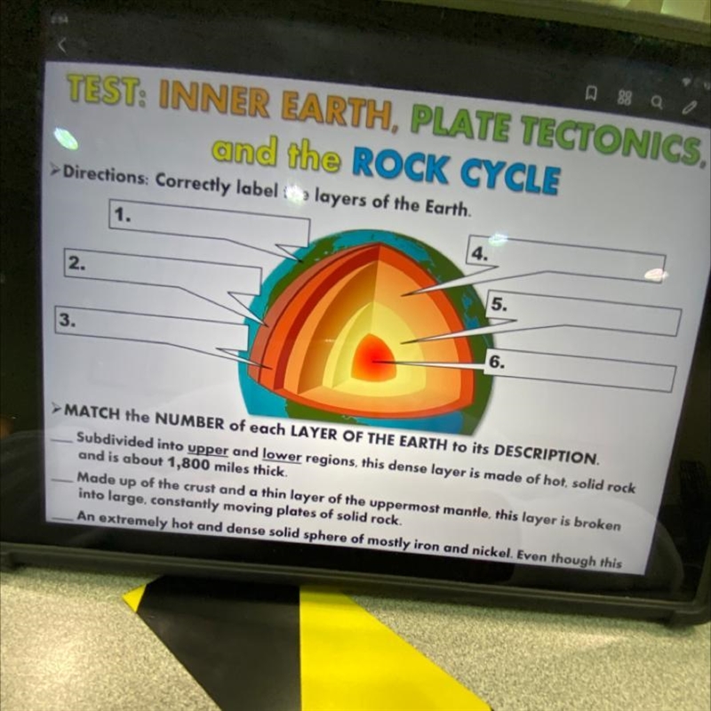 TEST: INNER EARTH, PLATE TECTONICS, and he ROCK CYCLE Directions Correctly label the-example-1