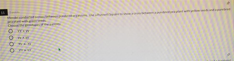 PLEASE HELP ME IF YOU KNOW PUNNETT SQUARES !! Mendel conducted a cross between purebred-example-1