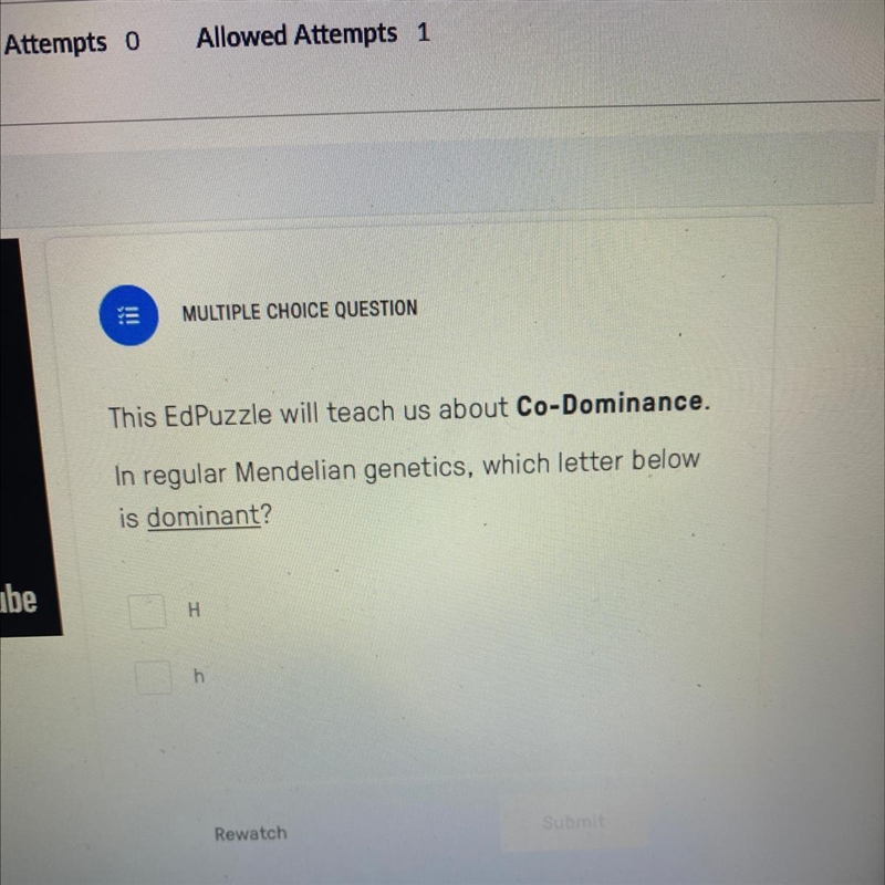 This EdPuzzle will teach us about Co-Dominance. In regular Mendelian genetics, which-example-1