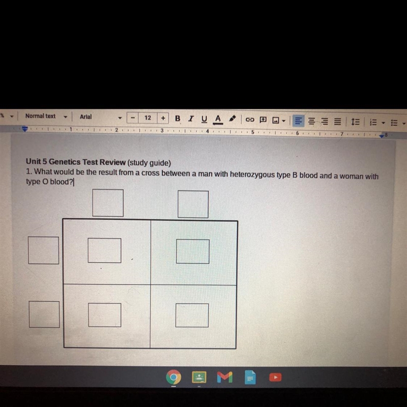 What would be the result from a cross between a man with heterozygous type b blood-example-1