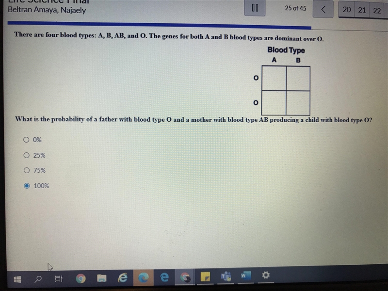 What is the probability of a father with blood type o and a mother with blood type-example-1