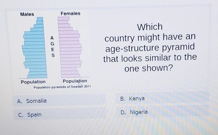 A. Somalia B. Kenya C. Spain D. Nigeria​-example-1