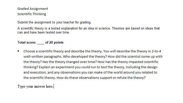 Choose a scientific theory and describe the theory.-example-1