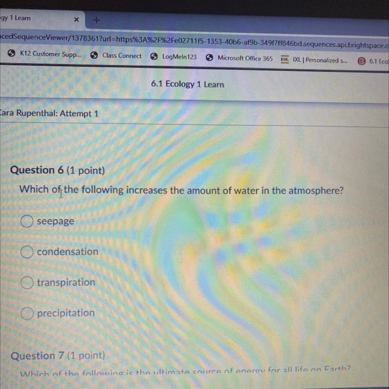 Which of the following increases the amount of water in the atmosphere-example-1