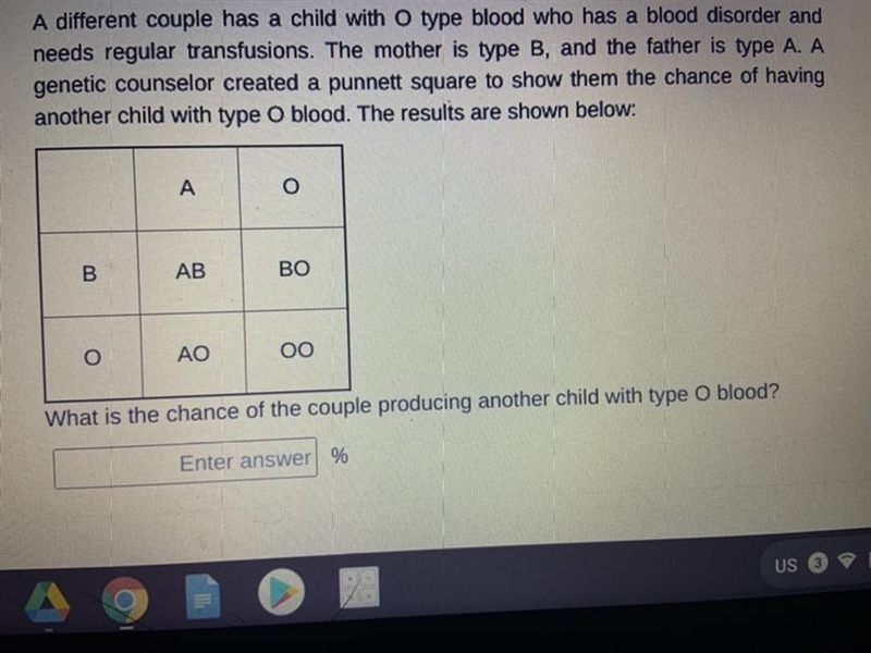 A different couple has a child with O type blood who has a blood disorder and needs-example-1