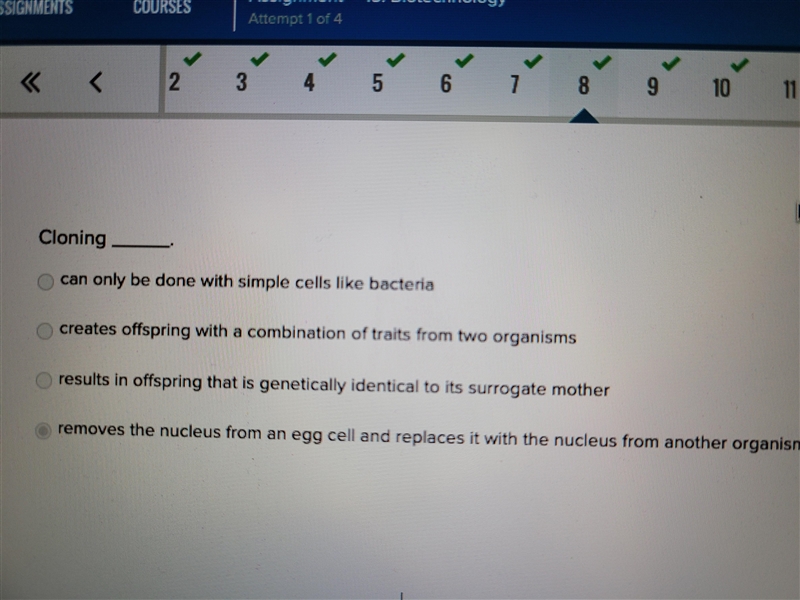 Cloning ________. Help, is this the answer? assignment 18. question 8. oh my, did-example-1