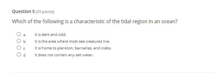 I have no idea what a tidal region of an ocean is so please help.-example-1